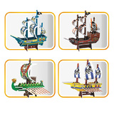 海盗船 3D立体拼图 儿童手工制作益智玩具拼图 航模型拼装 卡乐保