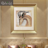 赐禄装饰画动物简约斑马长颈鹿油画壁画定制客厅沙发背景挂画组合
