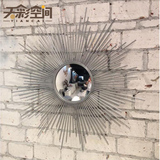 欧式太阳镜子壁挂装饰品创意抽象家居摆设玄关背景墙铁艺工艺品