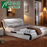 布尔乐现代家具软体床 皮艺床1.8米单双人床真皮床欧式婚床包安装
