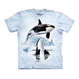 美国代购themountain2016新款跳跃虎鲸环保纯棉扎染短袖3D图案T恤