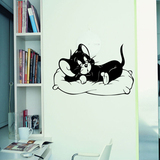 猫和老鼠TOM 卡通可爱酣睡儿童房宜家壁纸衣柜玻璃门墙贴创意装饰