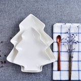 西餐盘子纯白色陶瓷树形盘子不规则西式餐具创意碟子造型平盘浅盘
