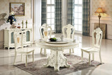 欧式餐桌大理石餐桌椅组合法式圆形圆桌白色实木田园饭桌餐台27#