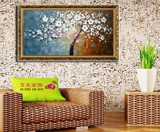 客厅卧室玄关装饰画数字手工diy油画三联欧式红色植物花卉手绘布