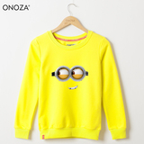 ONOZA2015春秋季新款纯色卡通圆领卫衣女 卡通小黄人印花韩版卫衣