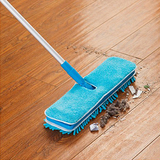 伸缩雪尼尔双面地板拖把蓝色墩布家用木地板平板瓷砖毛巾实木大号