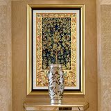 欧式客厅装饰画高档美式油画墙画壁画玄关餐厅竖版有框挂画发财树