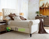 美式布艺双人床法式实木框架软靠床欧式新古典简约现代时尚婚床