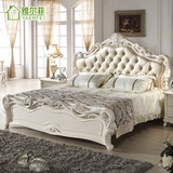 雅尔菲 法式床双人床欧式实木床高箱田园雕花公主床白色家具1.8米