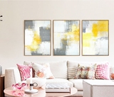 现代北欧简约黄色块抽象油画客厅装饰画玄关卧室过道挂画样板房
