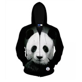 欧美时尚连帽卫衣个性创意熊猫动物男女卫衣3D拉链连帽卫衣