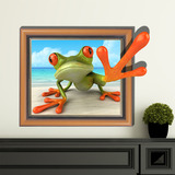 佩格 3D立体墙贴 儿童卧室3D墙贴画 客厅餐厅卡通装饰墙画 小青蛙