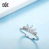 西黛尔S925银个性时尚简约皇冠潮人日韩女戒指环镶嵌锆石饰品送人