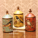 美式乡村复古彩绘陶瓷收纳罐储物罐 糖果罐 茶叶罐 创意家居摆件
