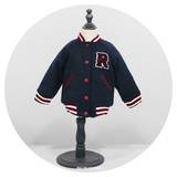 韩国品牌冬季男女童装夹棉加厚字母棒球服外套