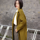 2015冬季韩国代购复古修身茧型毛呢外套长款羊毛呢子大衣女韩版潮