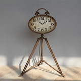 美式法式乡村复古怀旧铁艺钟落地钟表客厅创意欧式三角支架钟时钟