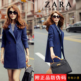 香港专柜代购ZARA2014秋冬装新款女装羊毛呢外套韩版中长款大衣