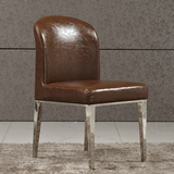 不锈钢餐椅真皮椅子咖啡椅靠背舒服椅子休闲耐用结实油蜡皮面料椅