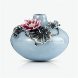 和谐圆满蓝色水晶花瓶 欧式田园风格 家里装饰品高档奢华摆件家厅
