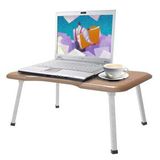 双箭日式懒人床上可折叠笔记本电脑桌 折叠桌书桌学习桌 竹木纹色