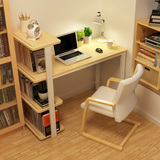 潮土简约现代电脑桌家用台式书柜小书桌书架组合简易办公桌写字台