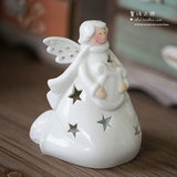 欧式家居装饰品陶瓷熏香炉创意小烛台摆件圣诞礼物 天使香薰炉