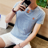 夏季韩版男士短袖T恤青少年修身日系半袖体恤学生上衣服潮男装