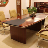 好环境家具 实木皮会议桌长桌 组合会议室桌椅单层 泰柚木色