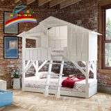 七彩精灵创意儿童实木极美家具树屋床美式树屋房子床儿童床实木床