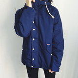 2015韩国冬装新款加厚夹棉风衣外套大码工装韩版bf棉衣棉服风衣女