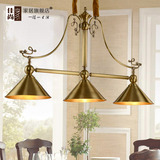 美式铜灯全铜吊灯创意简约纯铜餐厅吊灯三头长方形饭厅吧台吊灯具