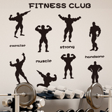 墙贴纸贴画运动健身房会所经典动作锻炼肌肉人物墙壁装饰个性创意