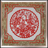 中国风特色高档红色剪纸镜框绿卡纸 挂件 家居装饰画出国外事礼品