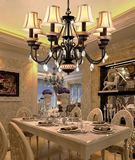 新款古典客厅卧室餐厅欧式铁艺复式楼梯别墅8头蜡烛吊灯装修大灯