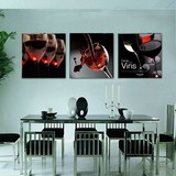 红酒杯餐厅三联画DIY钻石画十字绣客厅厨房沙发靠背装饰壁画A607
