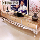 客厅白色大理石不锈钢玫瑰金电视柜地柜后现代简约户型茶几组合