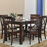 木爵爷 美式乡村实木餐桌椅组合6人小户型复古长方形橡木吃饭桌子