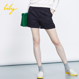 Lily2016春正品代购116120C5502商务休闲可爱波点图案直筒短裤