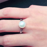 S925纯银 正品天然淡水珍珠开口戒指指环可调节女时尚 韩国 包邮