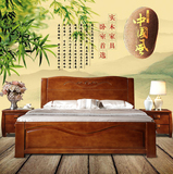 实木床橡木床双人白色1米8简约现代中式木质木头特价高箱婚床包邮