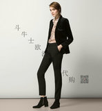 11月MassimoDutti西班牙正品代购女士黑色绉绸正装西裤5046905
