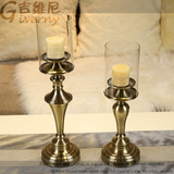 新古典欧式欧美样板间餐桌古铜色摆件浪漫烛光晚餐客厅奢华烛台