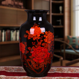 景德镇陶瓷器水晶釉花开富贵花瓶摆设现代简约家居客厅工艺品摆件
