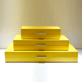 宜家北欧软装现代简约摆件样板房陈列黄色木质漆器长方形装饰品盒