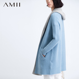 amii秋季中长款修身长袖大码套头款打底圆领针织单件女装毛衣