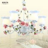 韩式田园花朵吊灯现代简约创意LED铁艺8头6头客厅餐厅卧室灯具饰