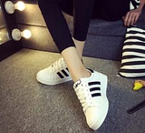 韩版板鞋运动鞋春季平底鞋学院风系带休闲女鞋纯色平跟单鞋小白鞋
