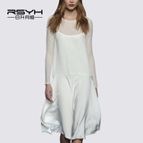日升月恒欧美品牌2016春装新品修身显瘦女装气质雪纺套装连衣裙